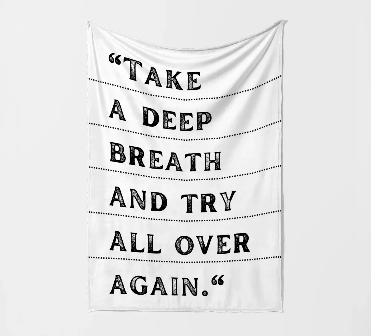 "Take a Deep Breath" - Inspiring Typography Print fleece blanket by NorwesClub