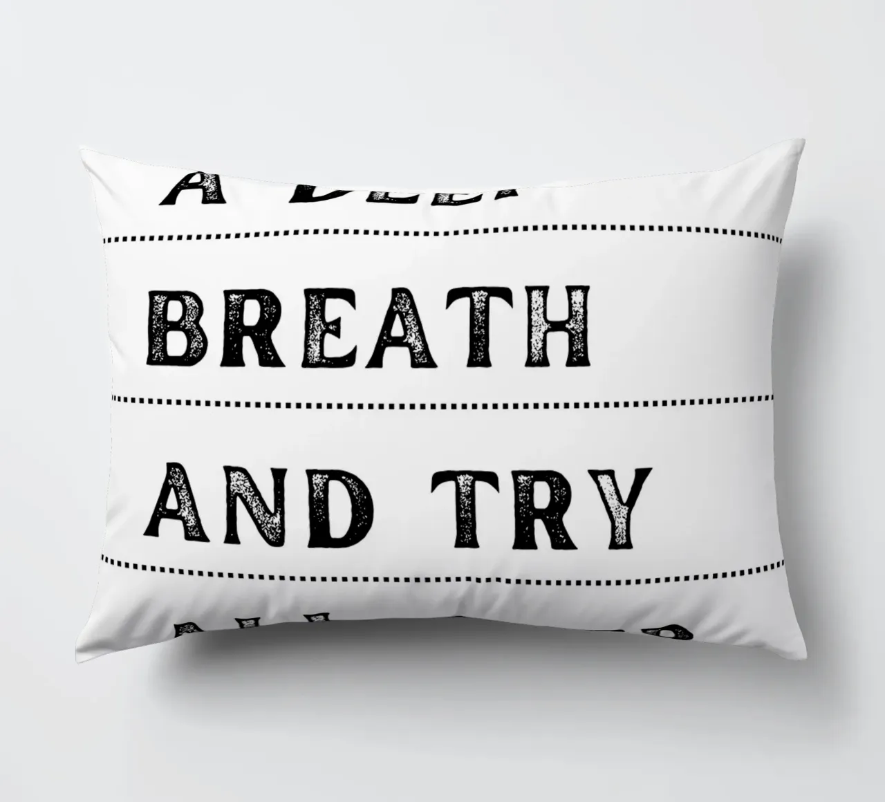 "Take a Deep Breath" - Inspiring Typography Print decorative cushion by NorwesClub