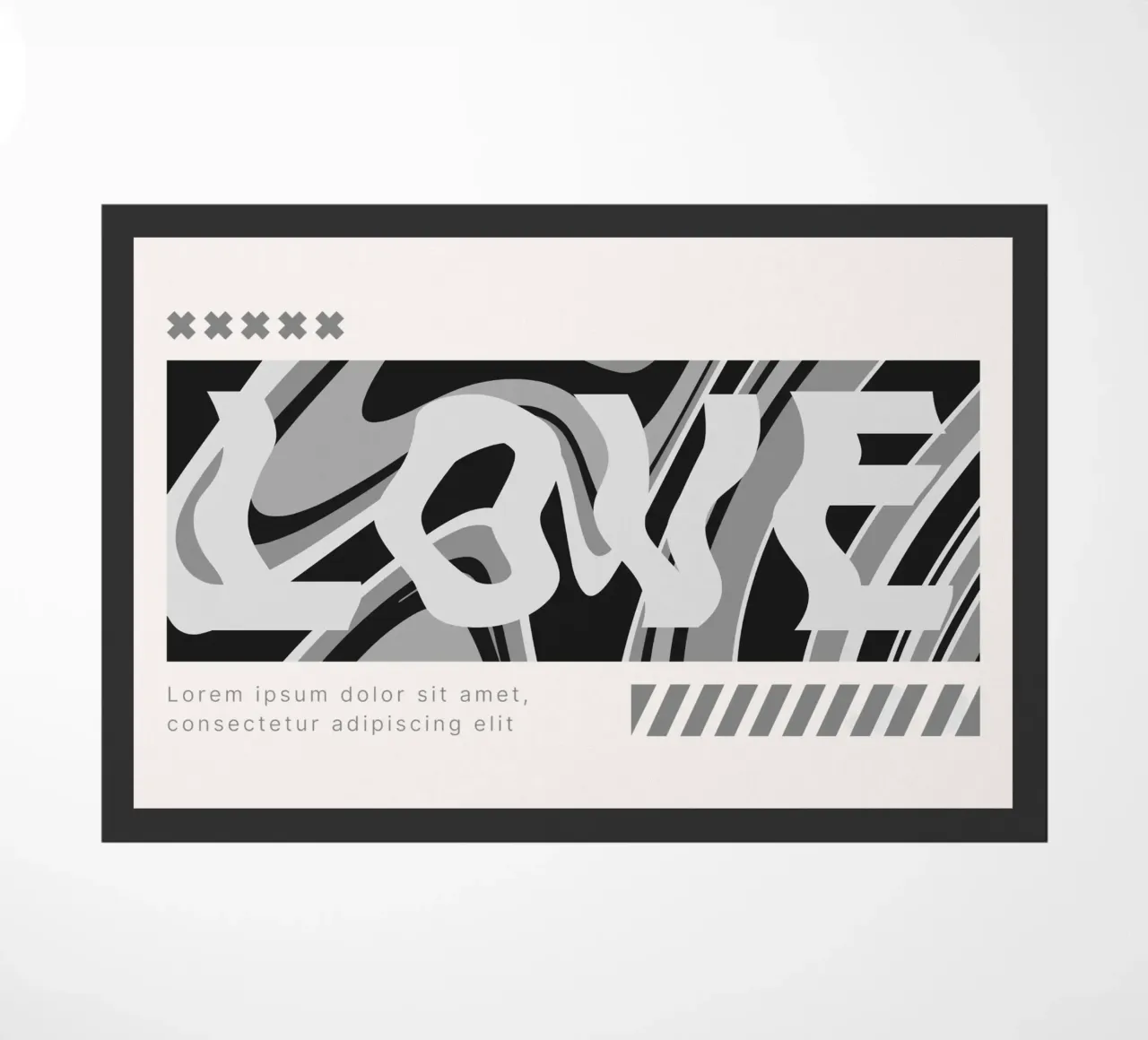Distorted LOVE - Monochrome Abstract Typography Print doormat by NorwesClub