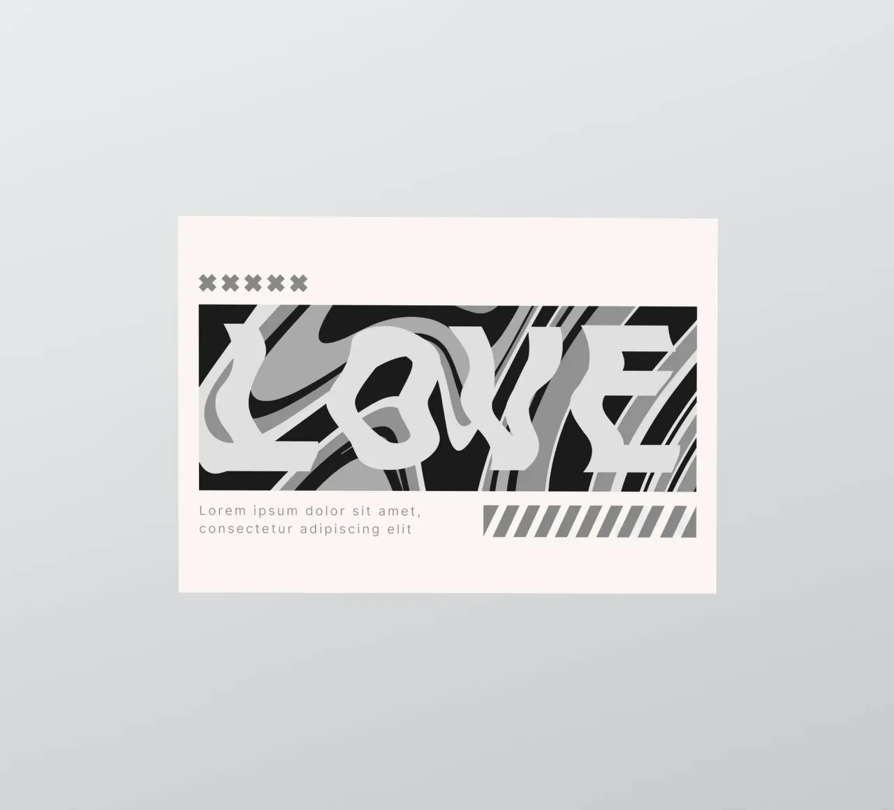 Distorted LOVE - Monochrome Abstract Typography Print sticker by NorwesClub