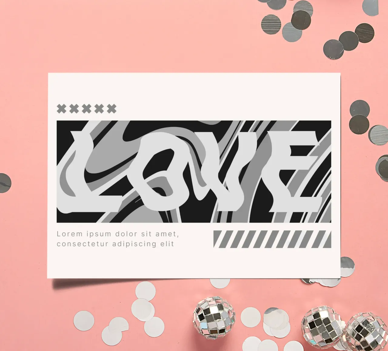 Distorted LOVE - Monochromer abstrakter Typografie-Druck Stickerbogen von NorwesClub