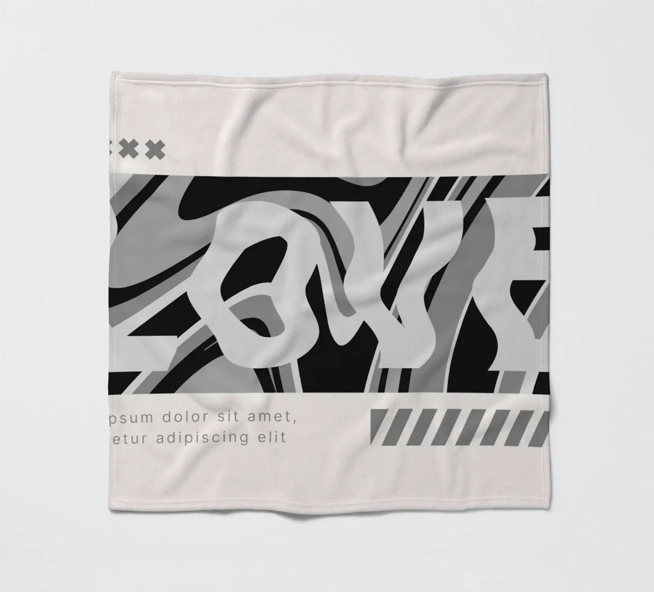 Distorted LOVE - Monochrome Abstract Typography Print fleece blanket by NorwesClub