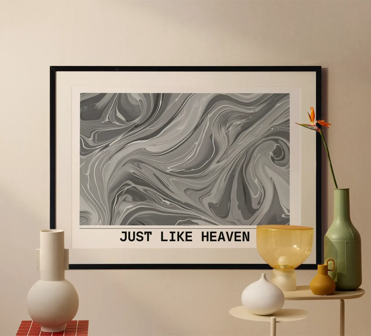 Just Like Heaven - Stampa astratta monocromatica su marmo poster con telaio in alluminio da NorwesClub