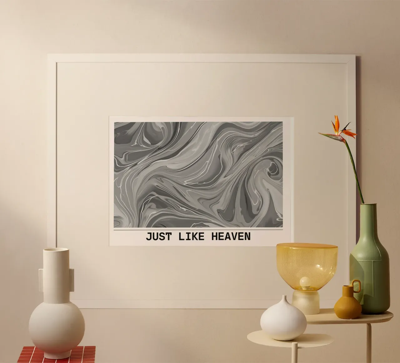 Just Like Heaven - Stampa astratta monocromatica su marmo poster con telaio in alluminio da NorwesClub