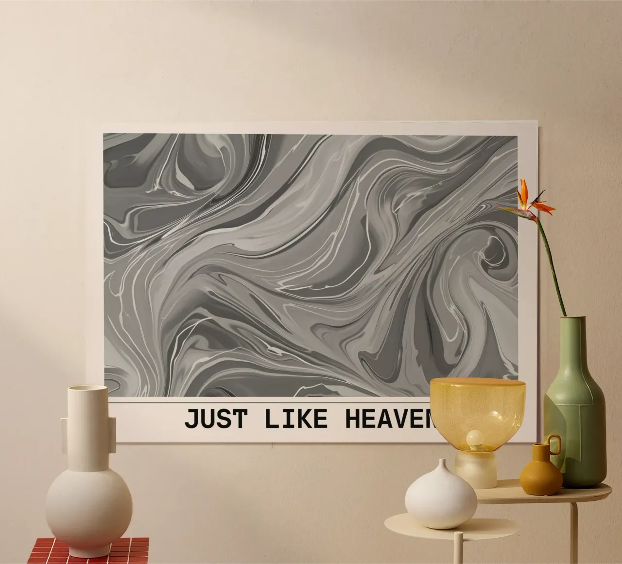 Just Like Heaven - Stampa astratta monocromatica su marmo poster con telaio in alluminio da NorwesClub