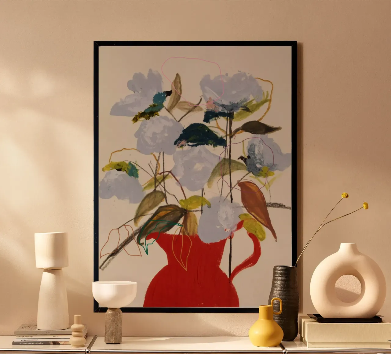 Still Life Bloom with Red Pitcher carta hahnemühle da Leigh Viner