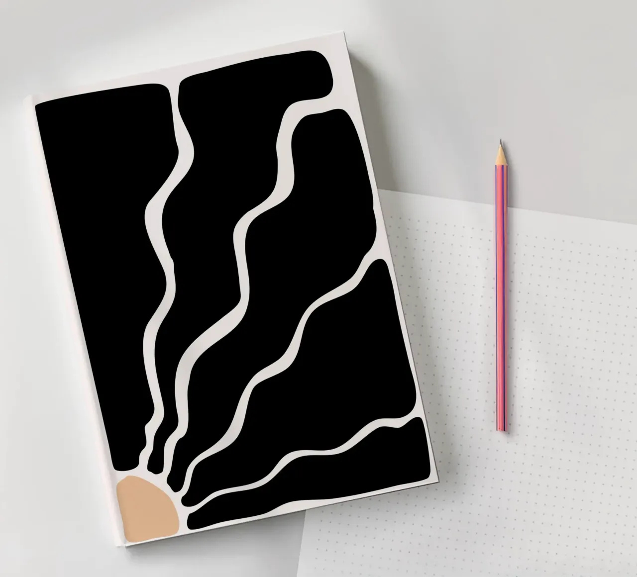 Abstract Monochrome Flow - Bold Organic Waves Print notebook by NorwesClub