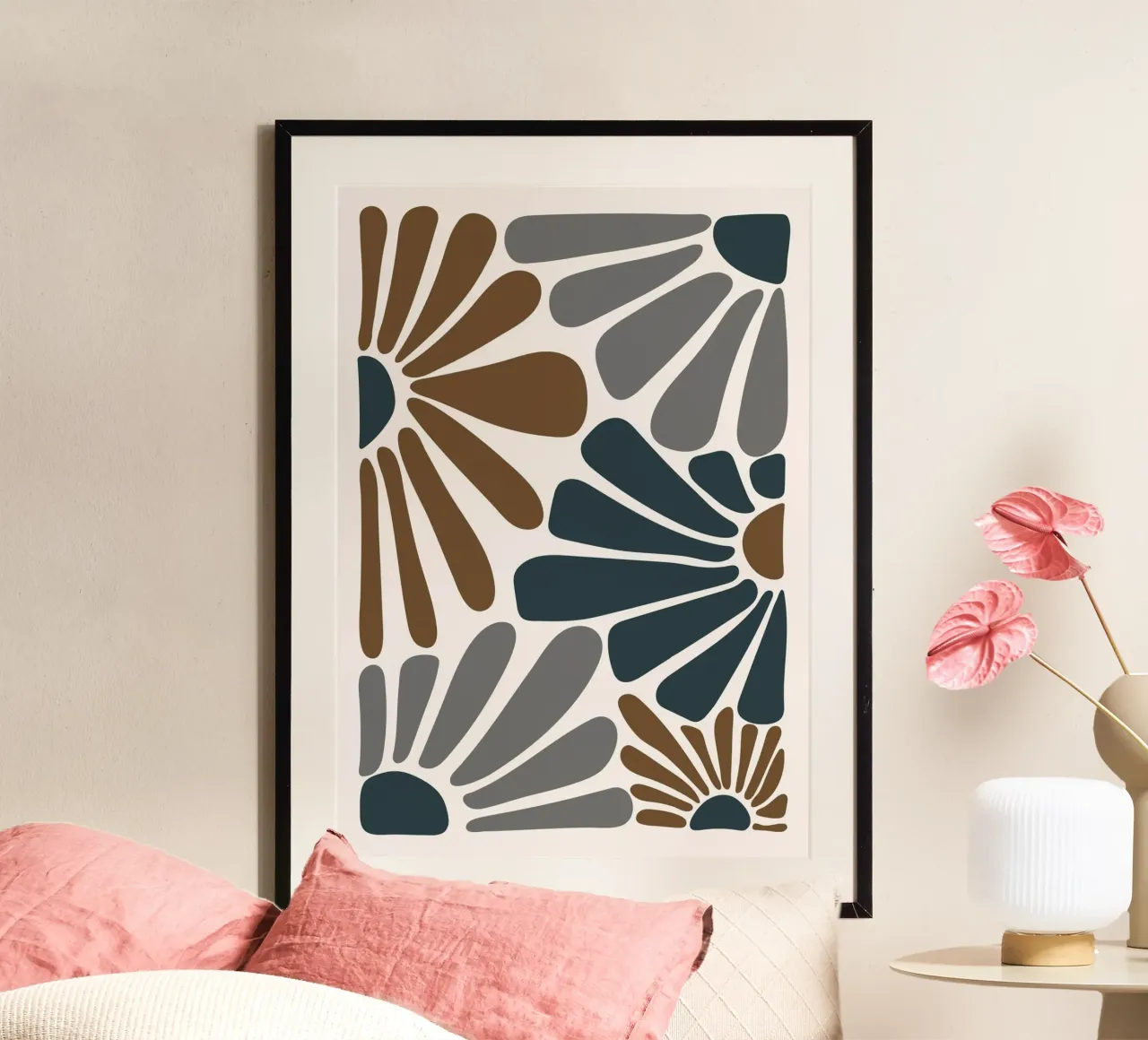 Fiori astratti di terra - Stampa floreale moderna di metà secolo poster da NorwesClub