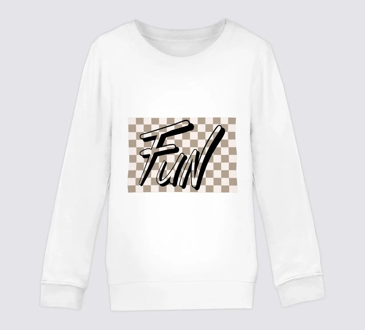"Fun" Checkerboard - Retro Typography Print kids sweatshirt by NorwesClub