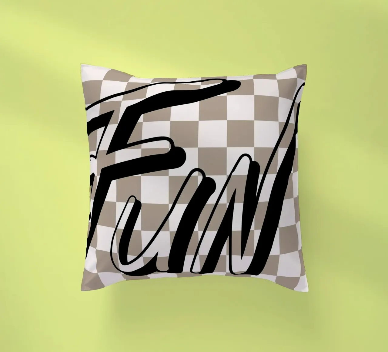 "Fun" Checkerboard - Retro Typography Print decorative cushion by NorwesClub