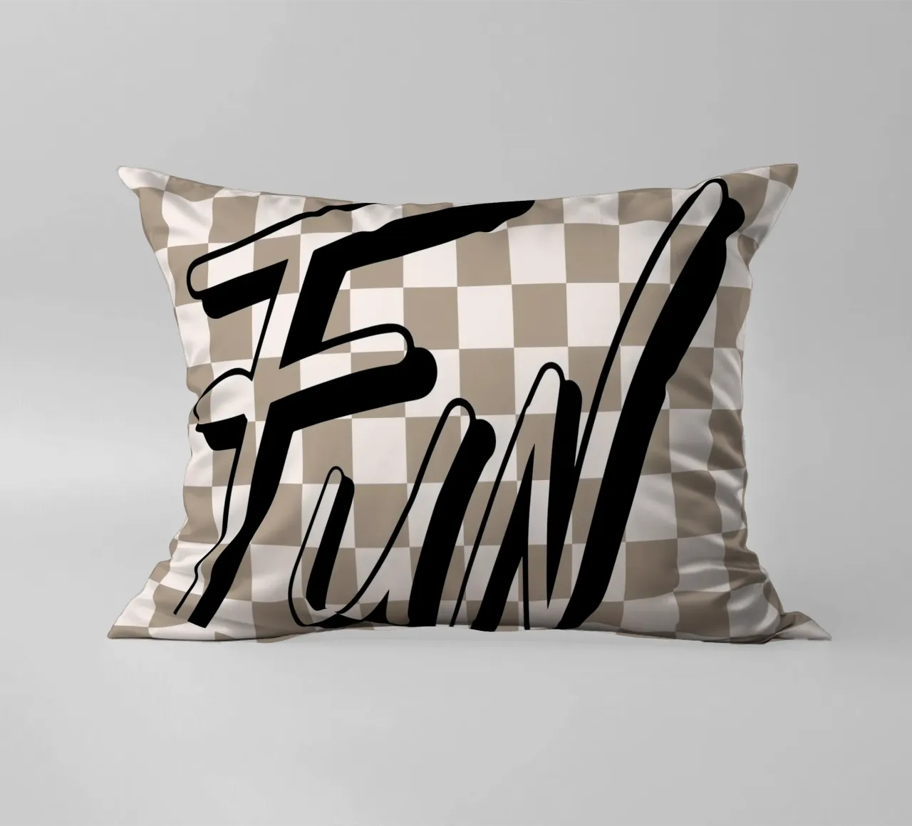 "Fun" Checkerboard - Retro Typography Print decorative cushion by NorwesClub
