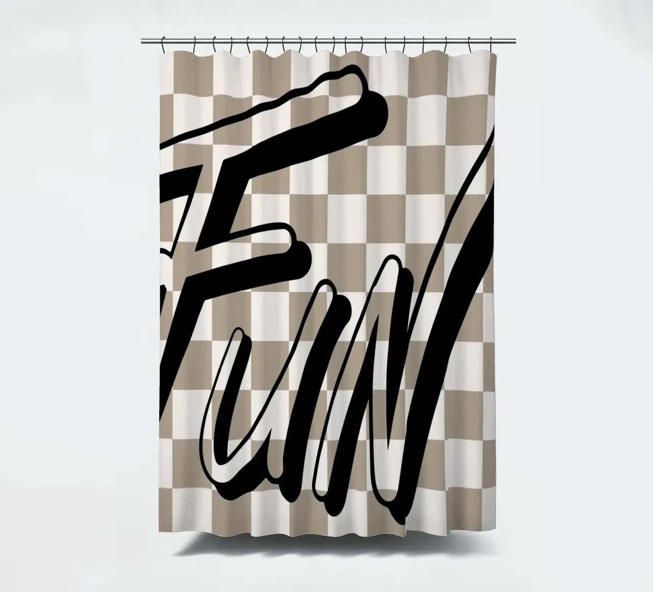Checkerboard "Fun" - Typographie rétro imprimée rideau de douche de NorwesClub
