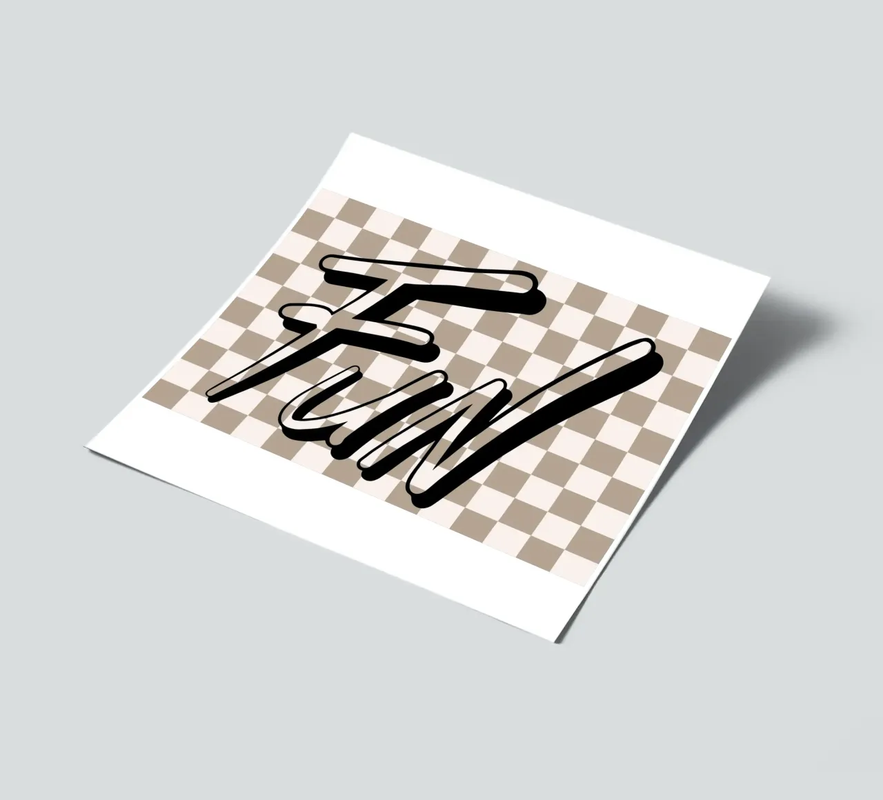 "Fun" Checkerboard - Retro Typography Print sticker sheet by NorwesClub