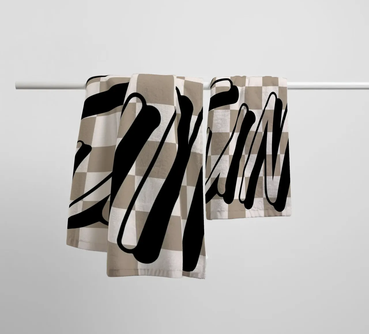 "Fun" Checkerboard - Retro Typography Print towel by NorwesClub