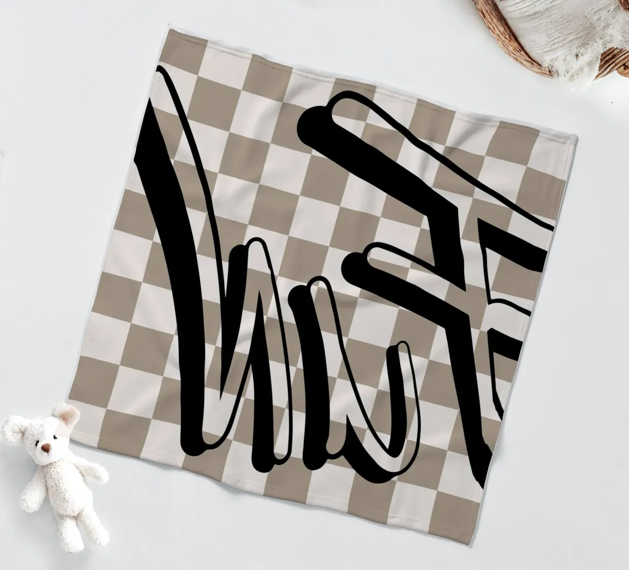 "Fun" Checkerboard - Retro Typography Print fleece blanket by NorwesClub
