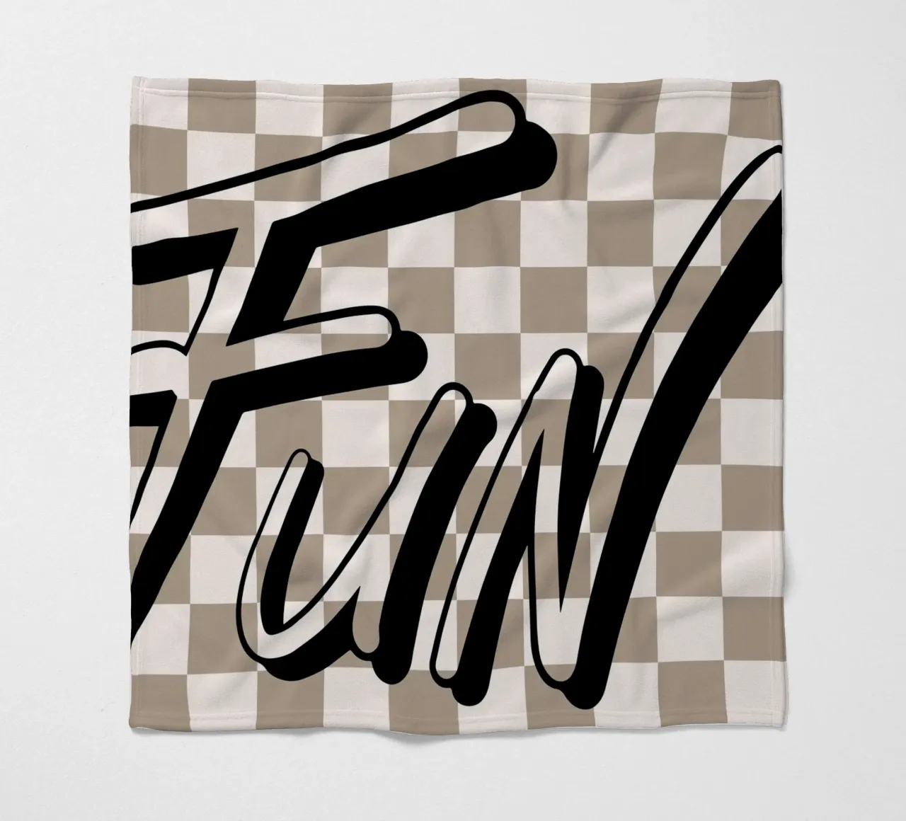 "Fun" Checkerboard - Retro Typography Print fleece blanket by NorwesClub