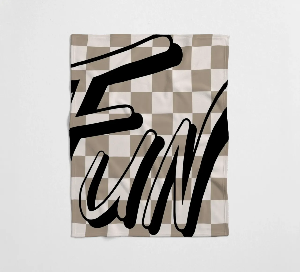 "Fun" Checkerboard - Retro Typography Print fleece blanket by NorwesClub