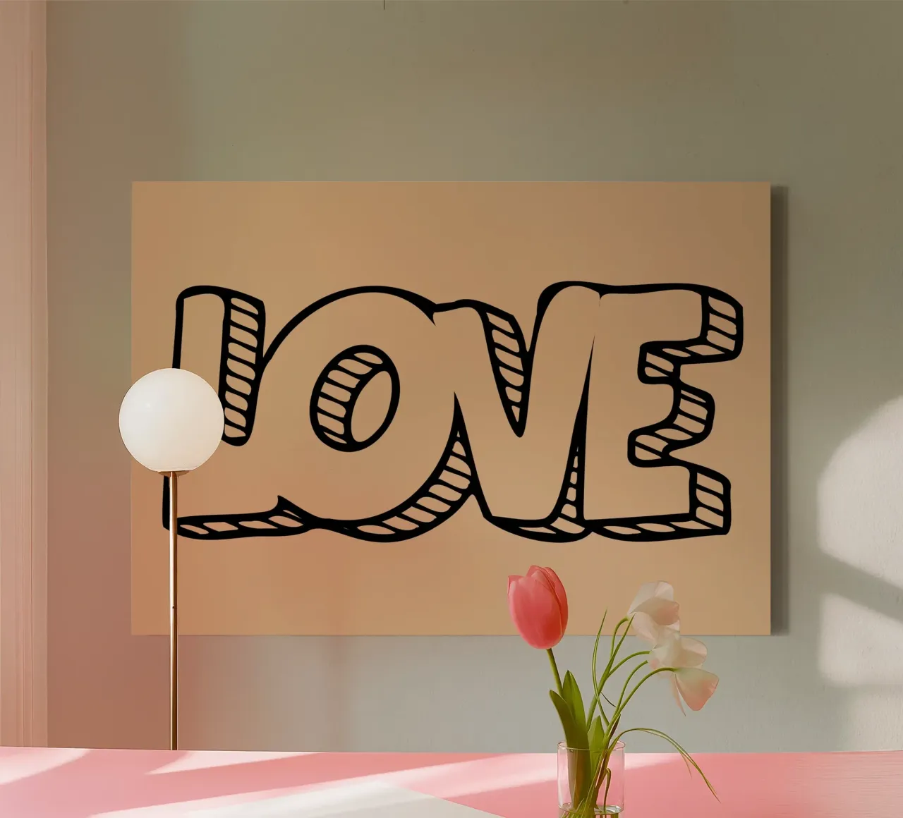 LOVE Graffiti Outline - Retro Pop Art Print canvas with Floater frame by NorwesClub