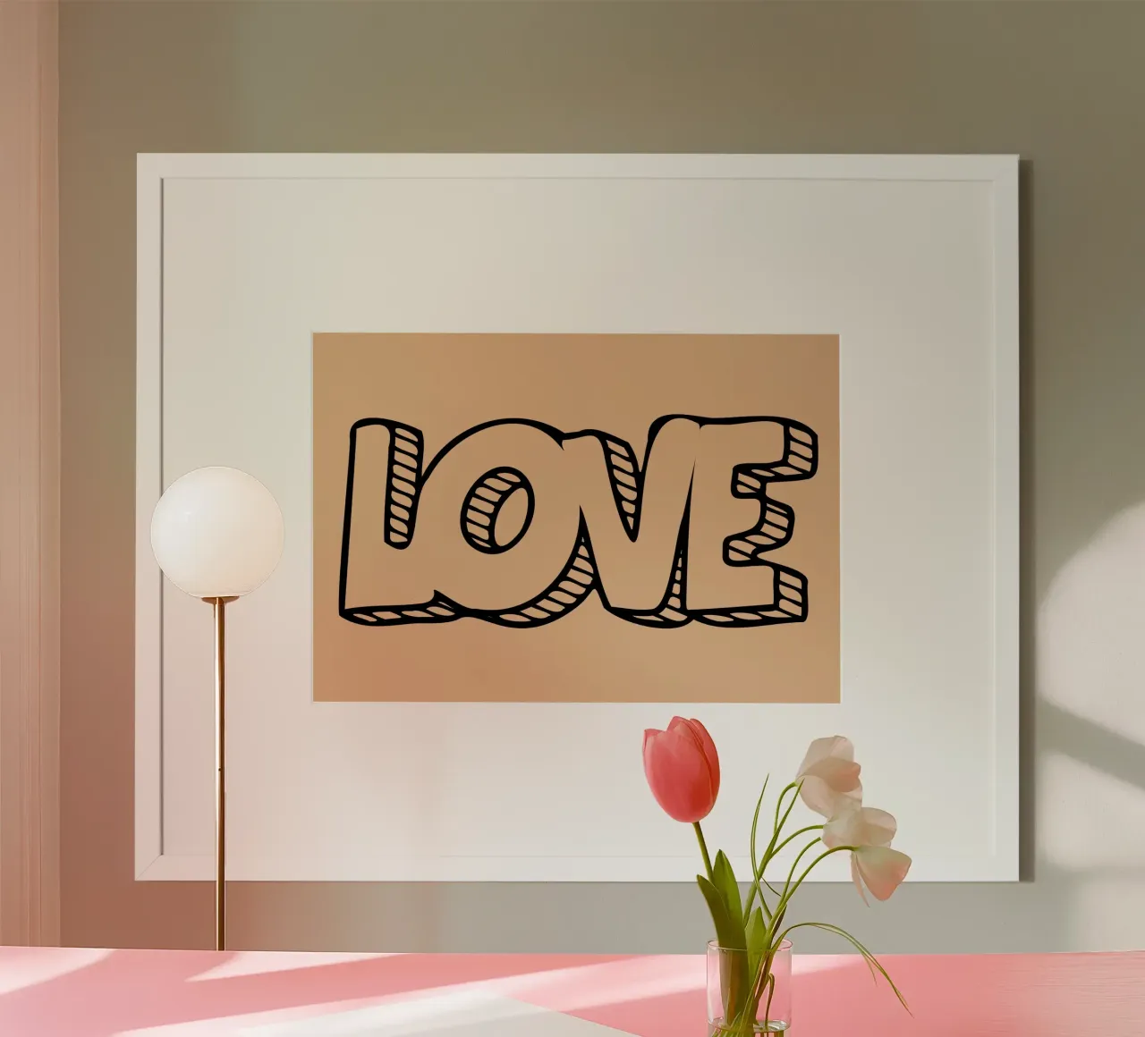 LOVE Graffiti Outline - Stampa pop art retrò poster con telaio in plastica da NorwesClub