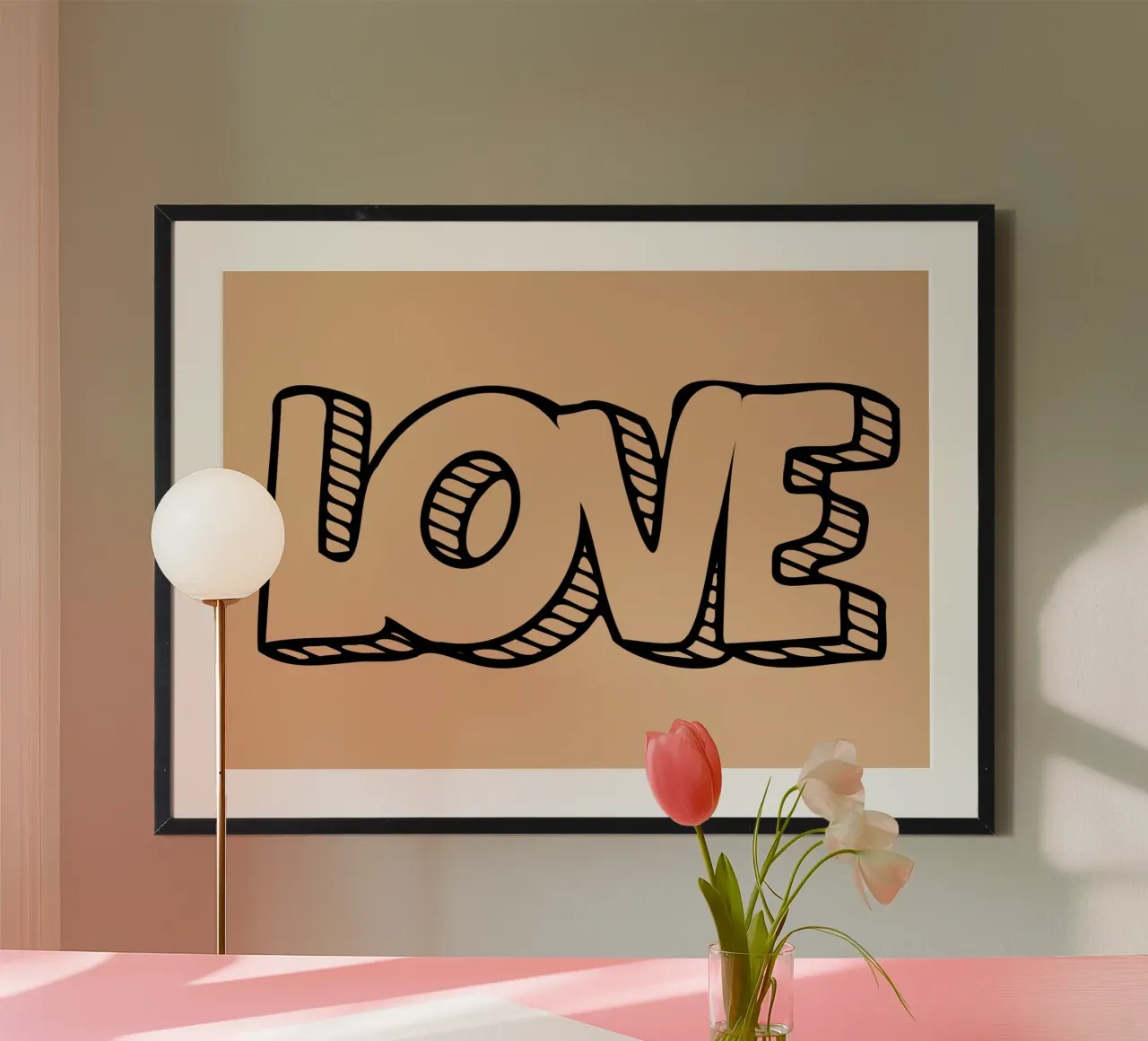 LOVE Graffiti Outline - Stampa pop art retrò poster con telaio in plastica da NorwesClub