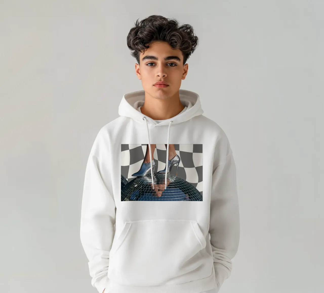 Disco Queen con tacchi d'argento - Stampa pop art retrò felpa con cappuccio da NorwesClub