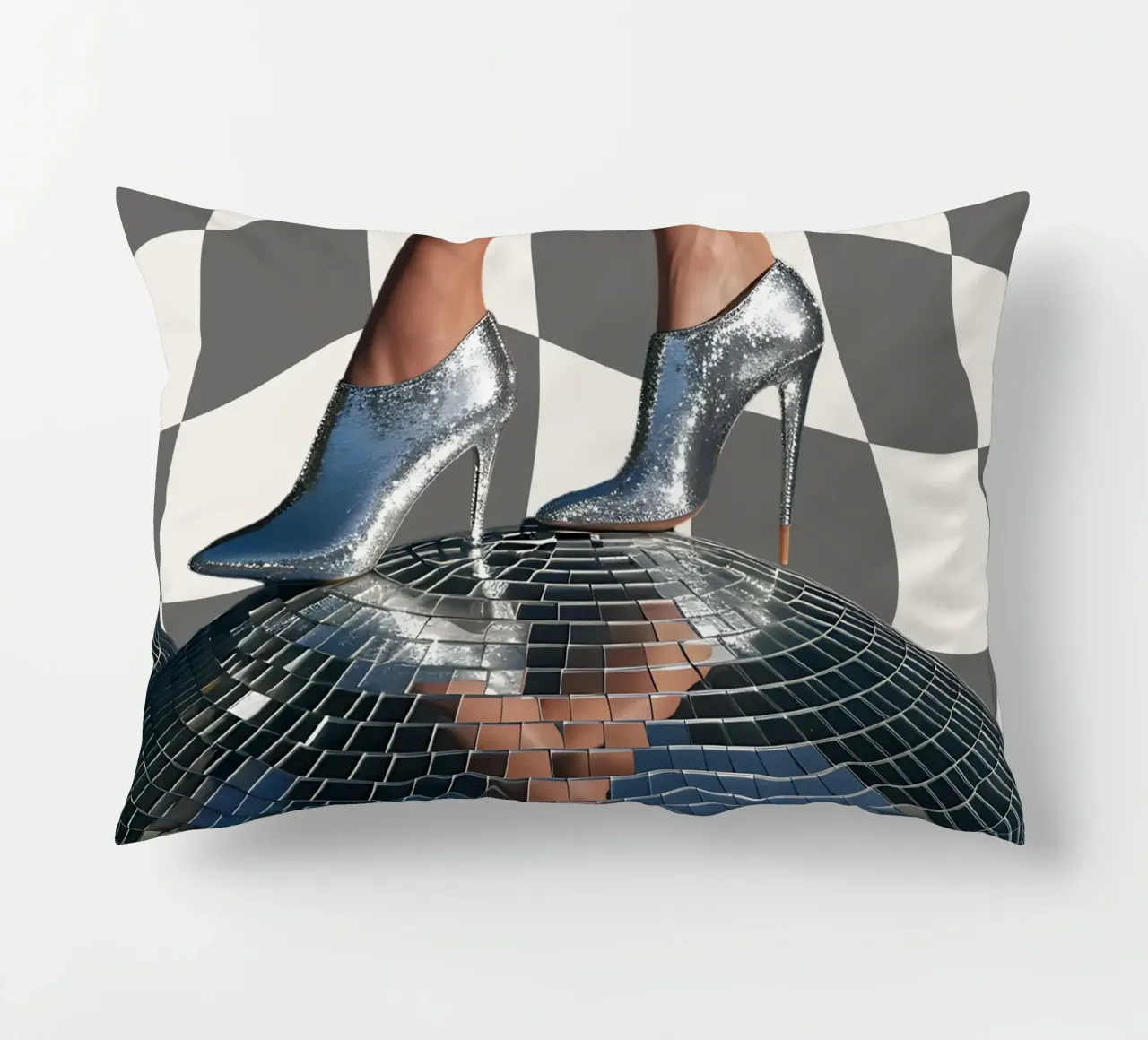 Disco Queen con tacchi d'argento - Stampa pop art retrò cuscino da NorwesClub