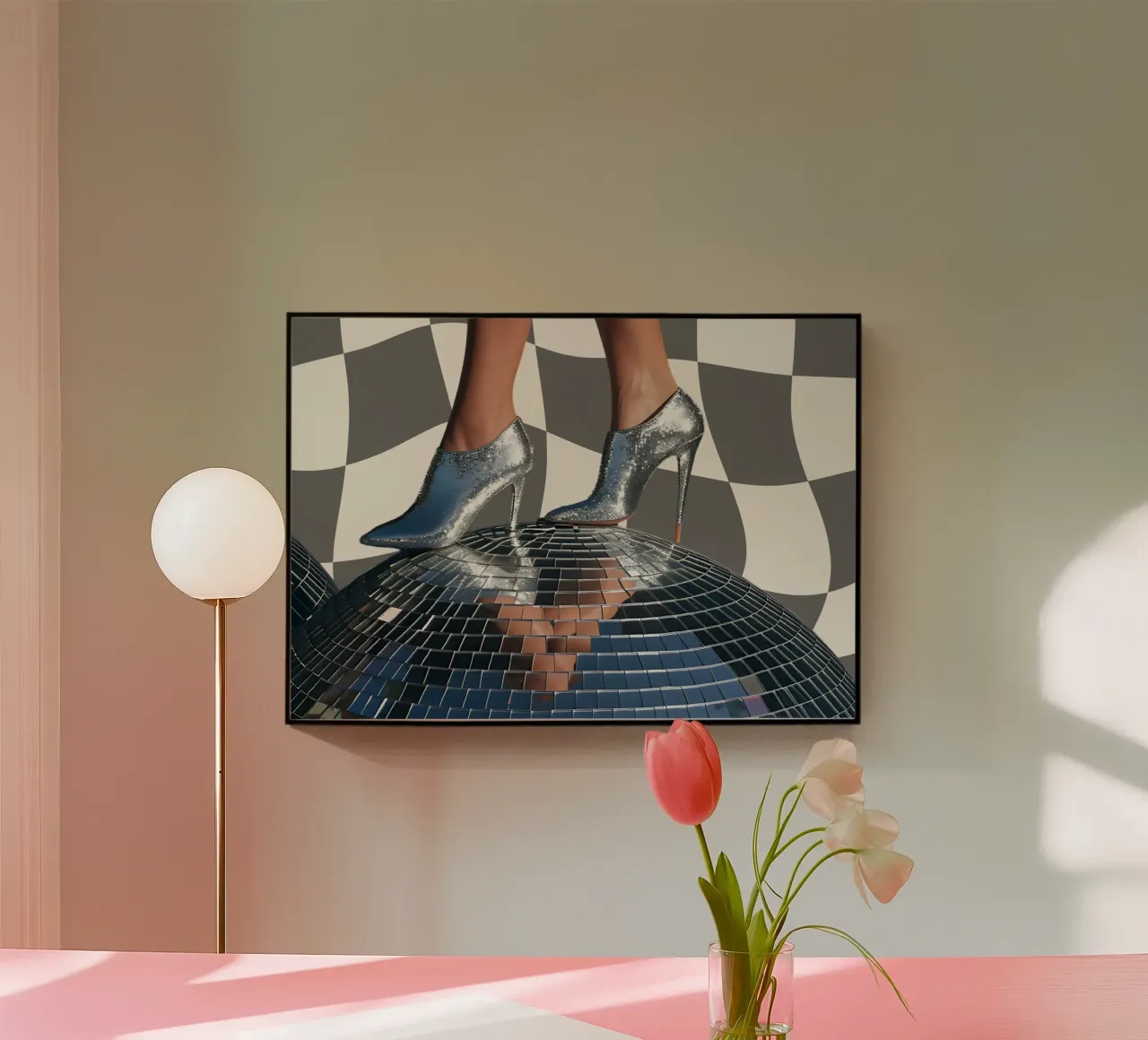 Disco Queen con tacchi d'argento - Stampa pop art retrò plexiglass da NorwesClub