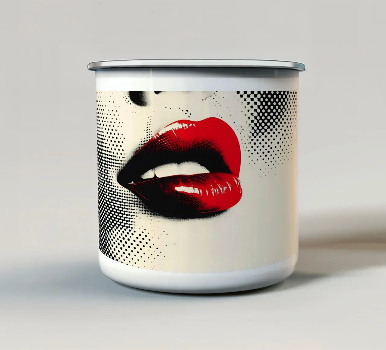 Labbra rosse Pop Art - Stampa glamour a mezzatinta tazza in smalto da NorwesClub