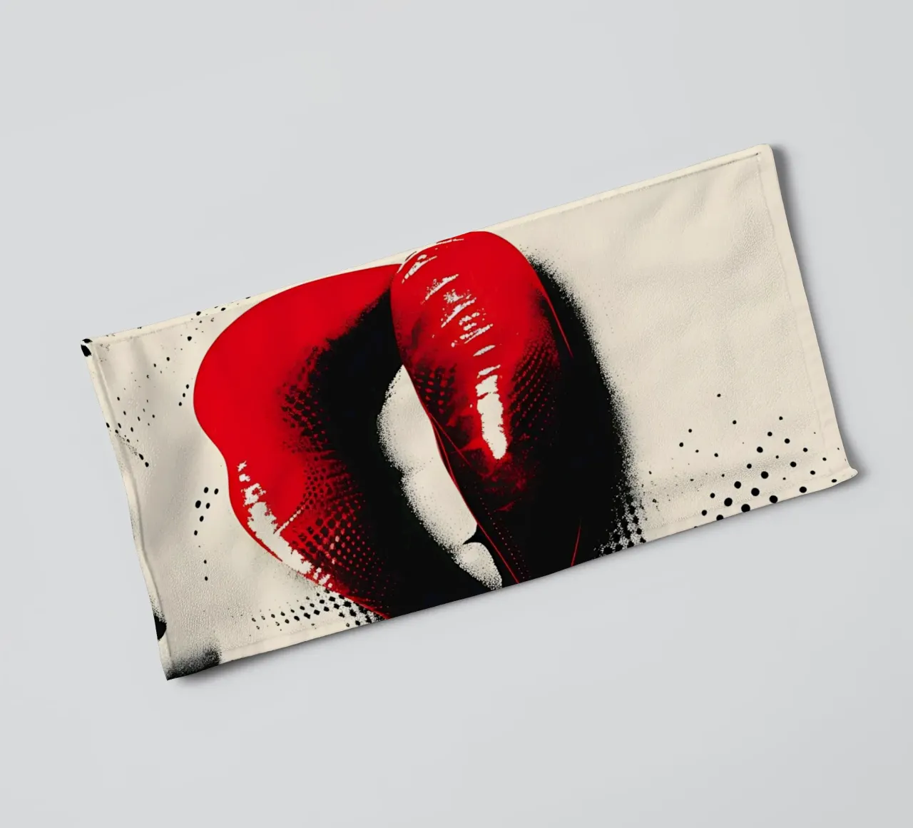 Red Lips Pop Art - Halftone Glamour Print towel by NorwesClub