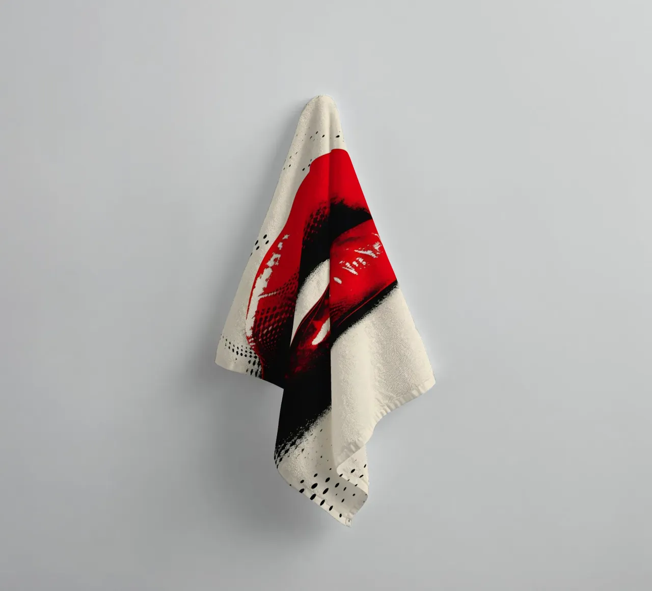 Red Lips Pop Art - Halftone Glamour Print towel by NorwesClub