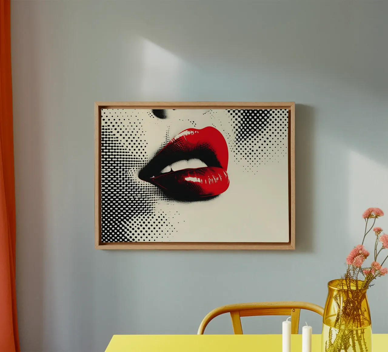 Red Lips Pop Art - Halftone Glamour Print canvas by NorwesClub