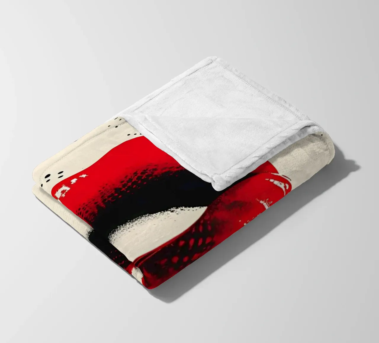 Red Lips Pop Art - Halftone Glamour Print fleece blanket by NorwesClub