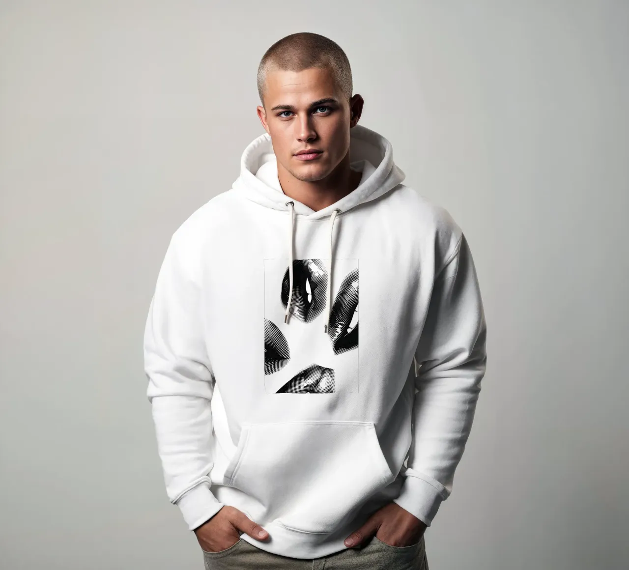 Labbra monocromatiche a mezzatinta - Stampa pop art astratta felpa con cappuccio da NorwesClub