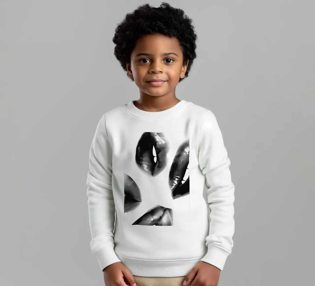 Monochrome Halftone Lips - Impresión Pop Art Abstracta sudadera para niño de NorwesClub
