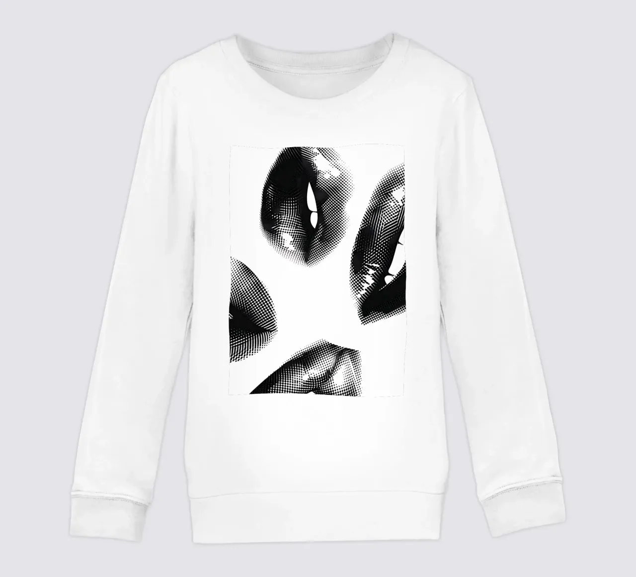 Monochrome Halftone Lips - Impresión Pop Art Abstracta sudadera para niño de NorwesClub