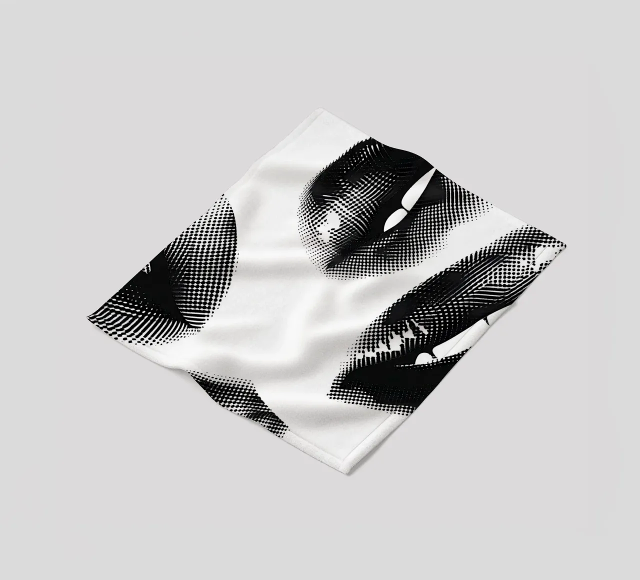 Monochrome Halftoon Lippen - Abstracte Pop Art Print fleecedeken van NorwesClub