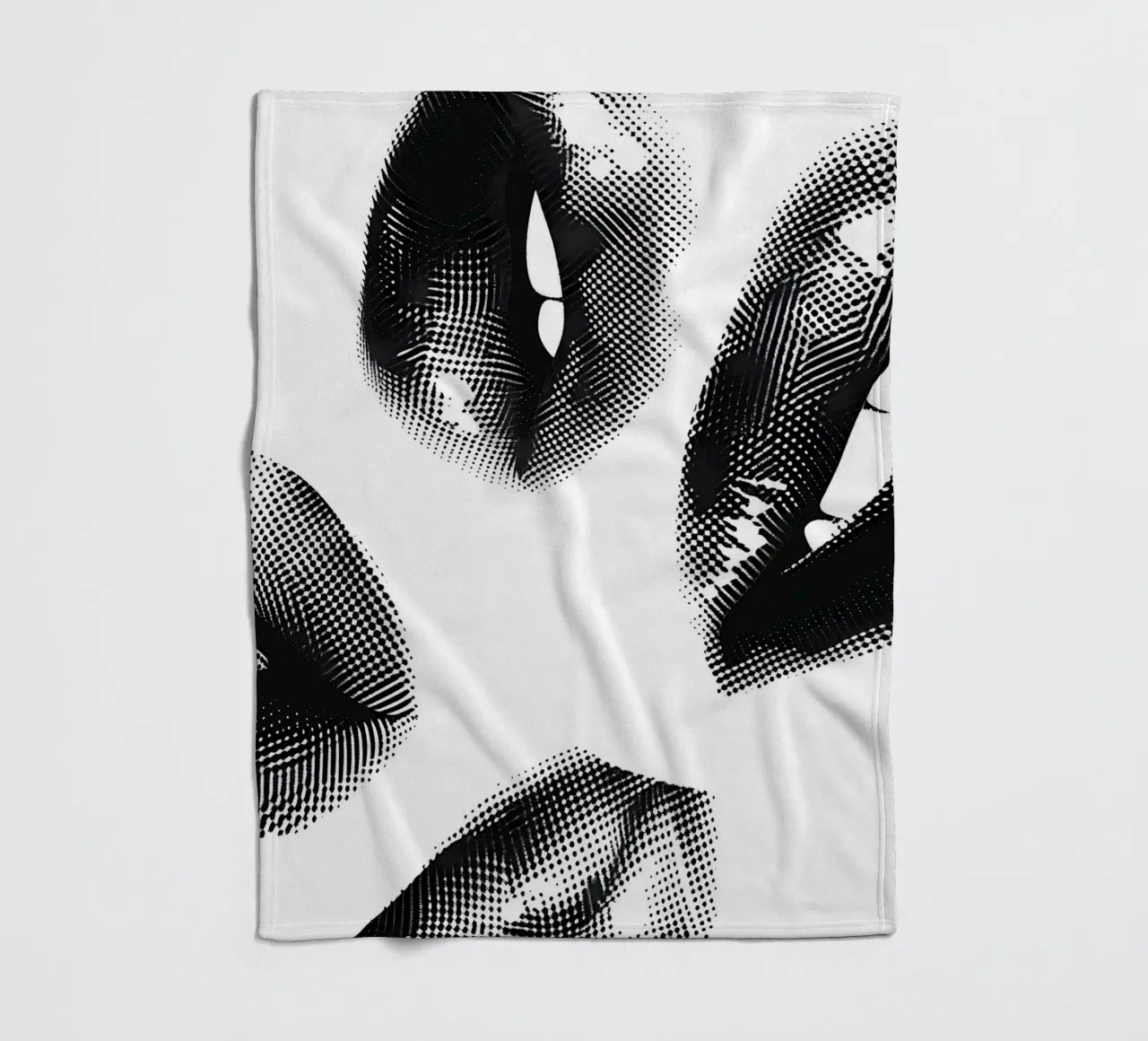 Monochrome Halftoon Lippen - Abstracte Pop Art Print fleecedeken van NorwesClub