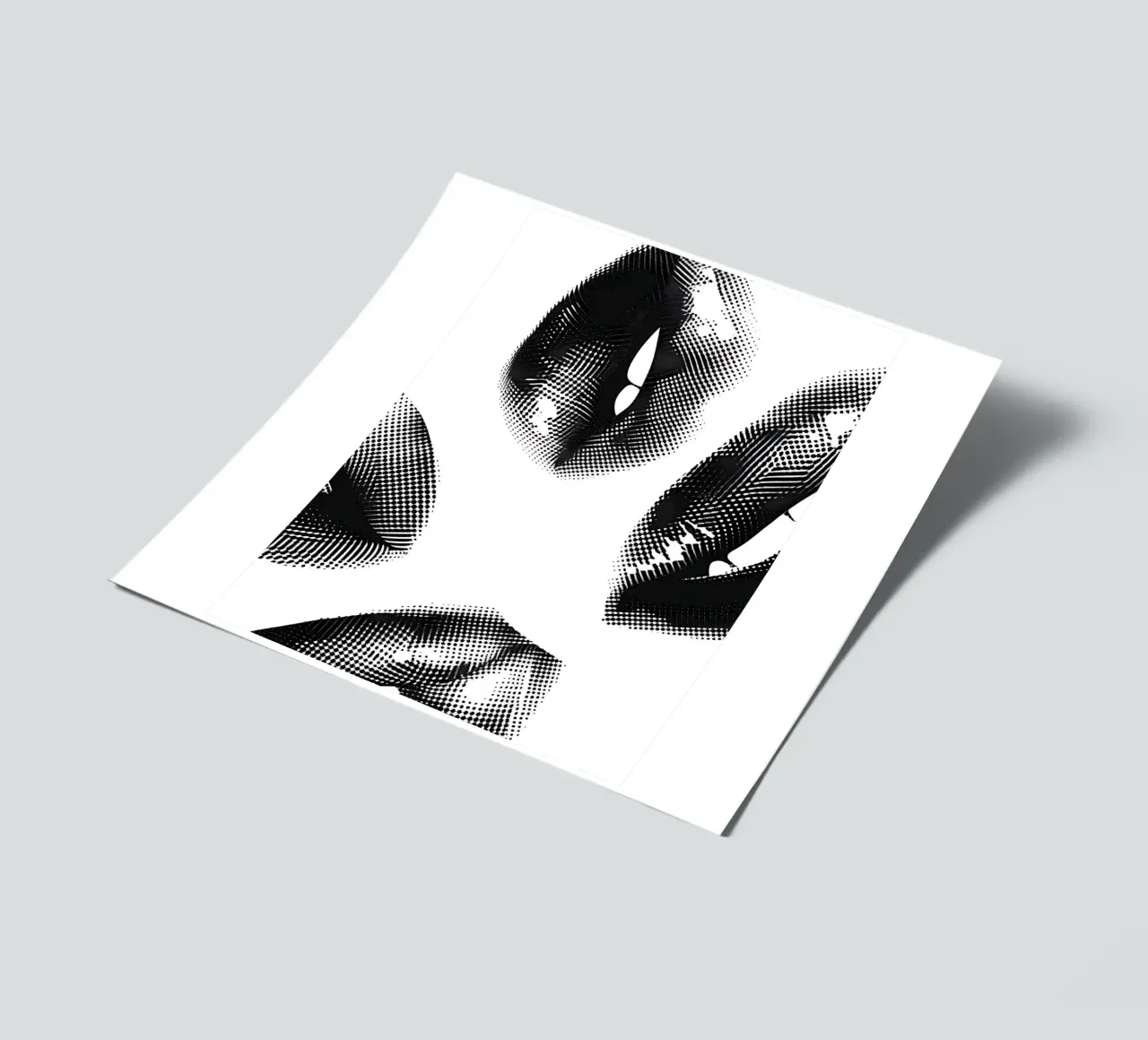 Monochrome Halbton-Lippen - Abstrakter Pop-Art-Druck Stickerbogen von NorwesClub
