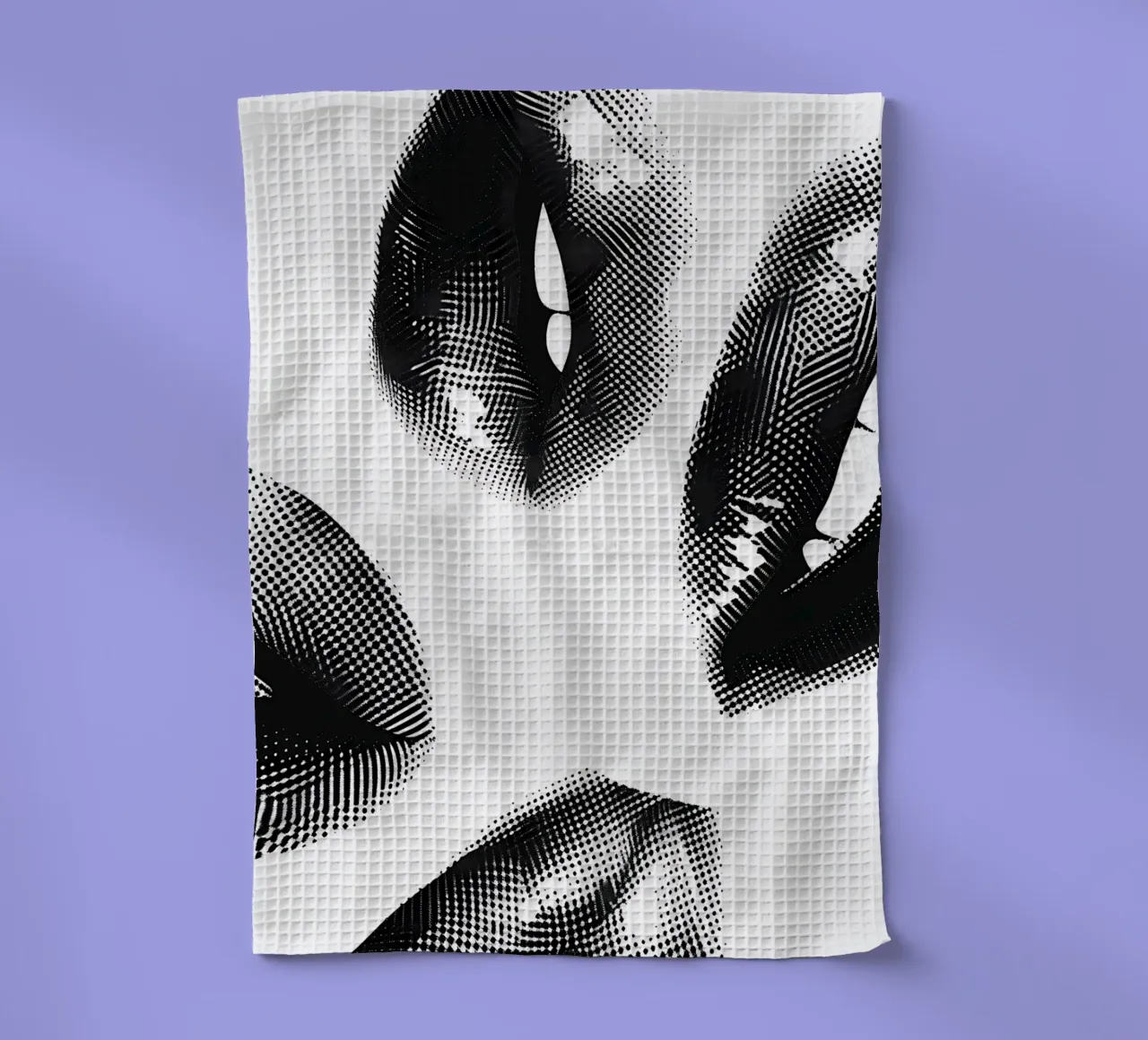 Monochrome Halftoon Lippen - Abstracte Pop Art Print theedoek van NorwesClub
