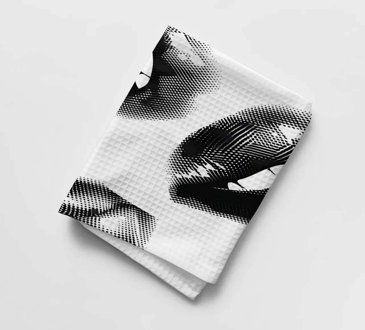 Monochrome Halftoon Lippen - Abstracte Pop Art Print theedoek van NorwesClub