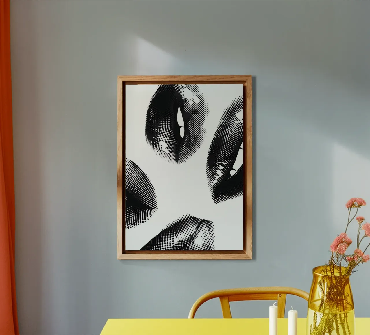 Labbra monocromatiche a mezzatinta - Stampa pop art astratta pannello forex da NorwesClub