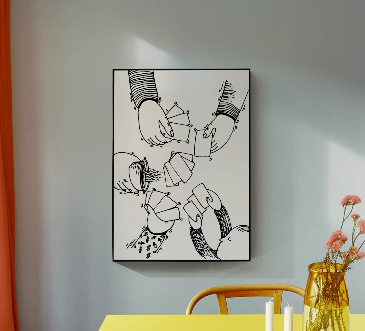 Noche de juegos de póquer - Minimalist Line Art Print metacrilato de NorwesClub