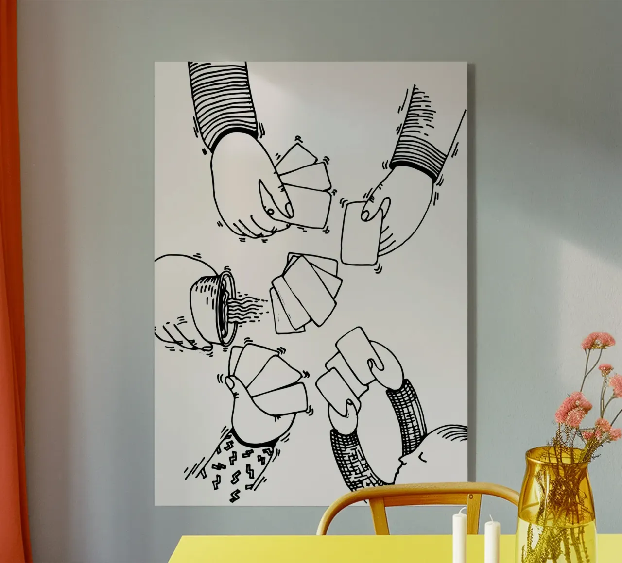 Noche de juegos de póquer - Minimalist Line Art Print metacrilato de NorwesClub
