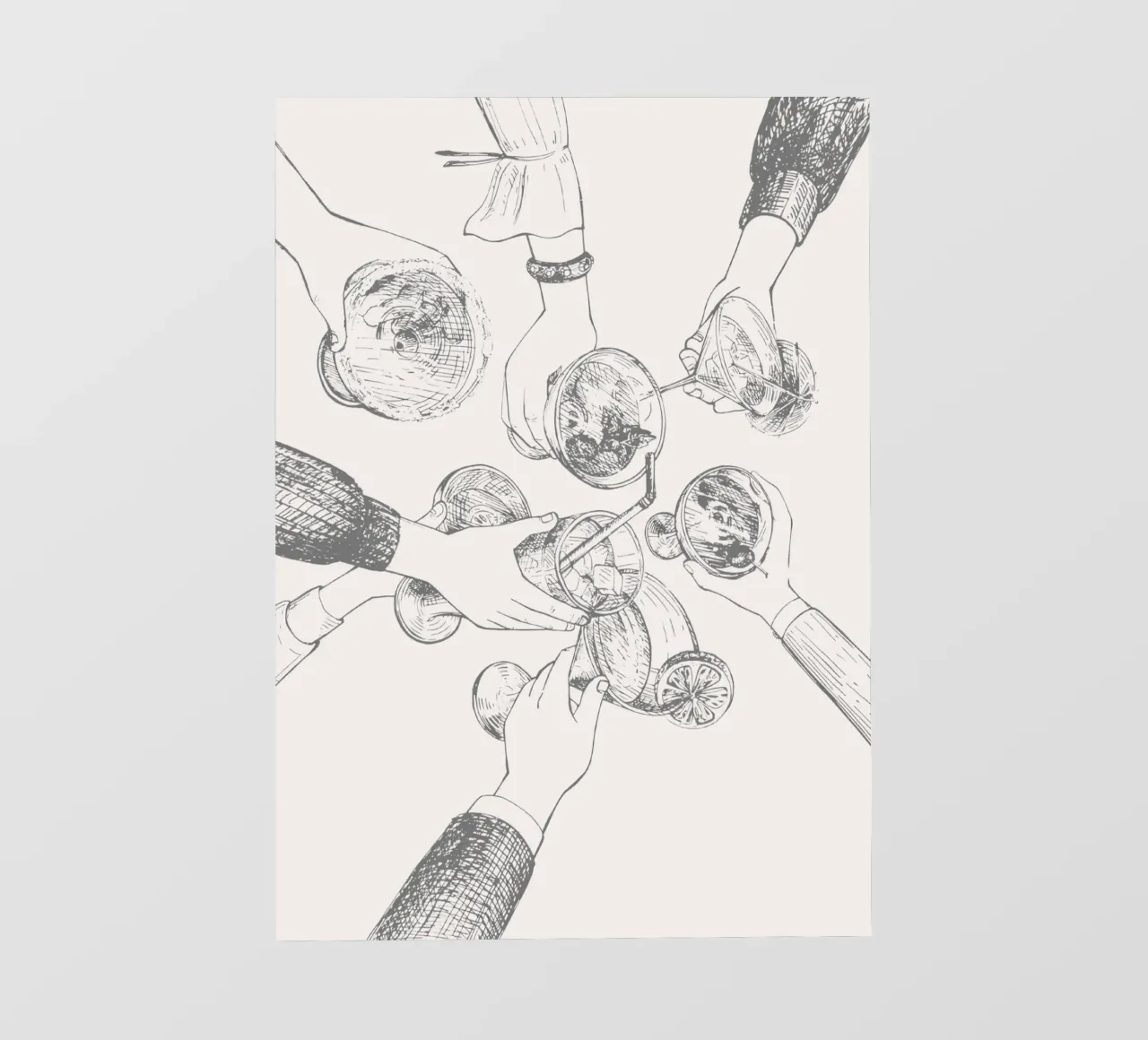 Cheers & Cocktails - Elegant Hand-Drawn Party Print backlit film by NorwesClub
