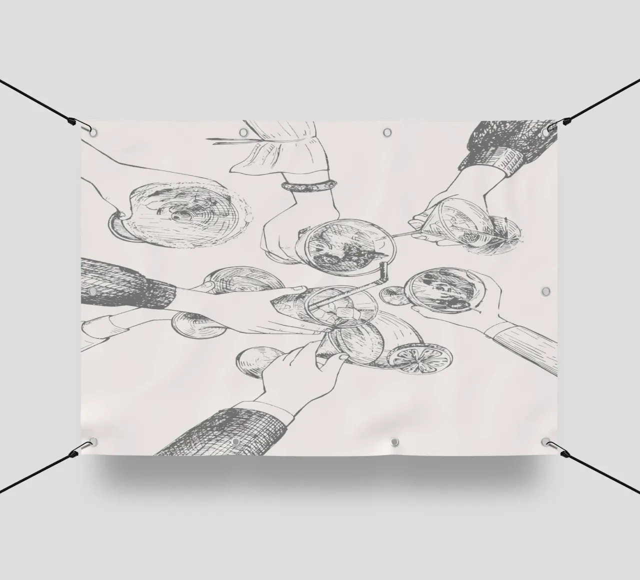 Cheers & Cocktails - Elegant Hand-Drawn Party Print pvc cover by NorwesClub