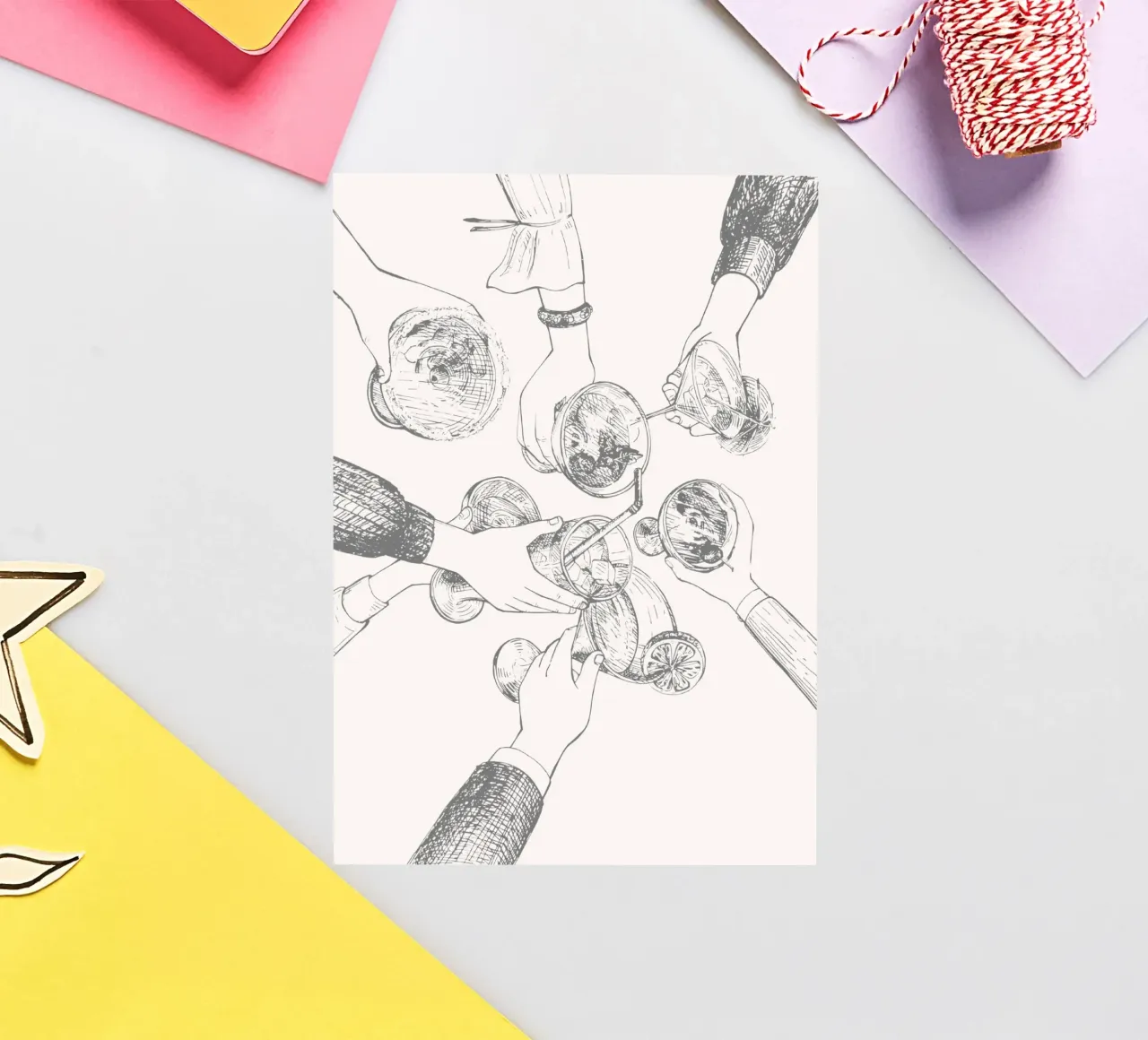 Cheers & Cocktails - Elegant Hand-Drawn Party Print sticker by NorwesClub