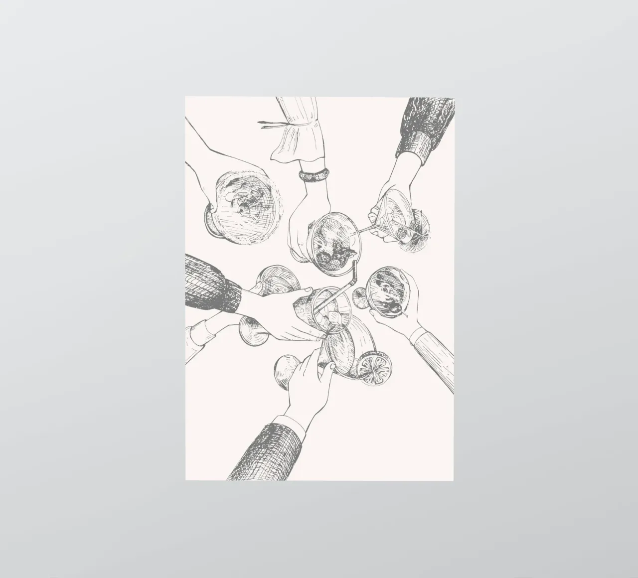 Cheers & Cocktails - Elegant Hand-Drawn Party Print sticker by NorwesClub