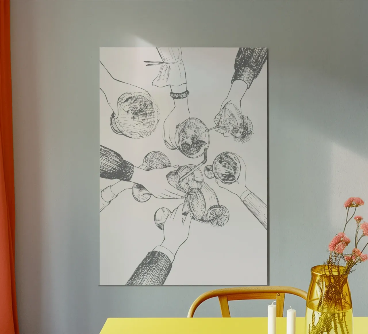 Cheers & Cocktails - Elegant Hand-Drawn Party Print hahnemühle by NorwesClub