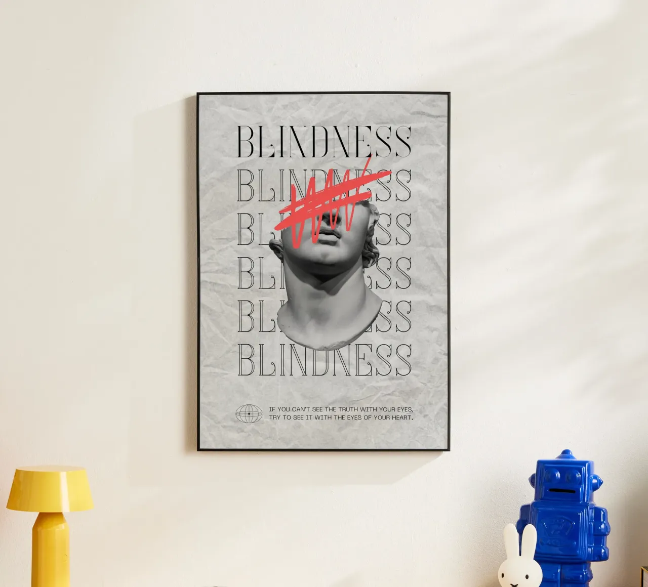 Blindness Abstract Bust Poster - Modern Art Print alu-dibond by NorwesClub