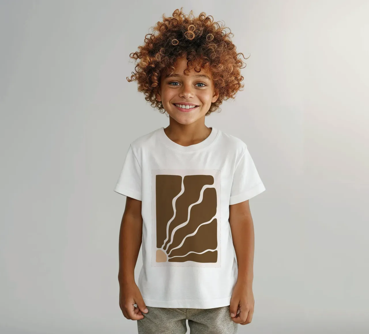 Abstract Terracotta Waves - Mid-Century Modern Art Print kids t-shirt by NorwesClub
